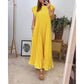 Women Pleated Simple Solid Color Dress