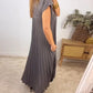 Women Pleated Simple Solid Color Dress